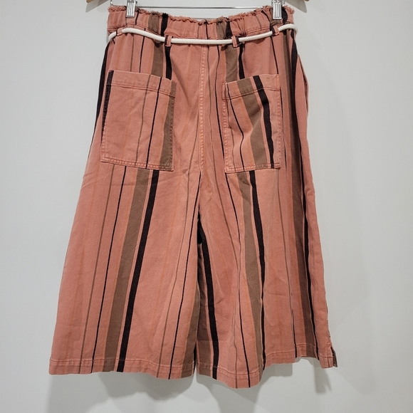 PILCRO Anthropologie Cropped PJ Wide-Leg Jeans Striped Oversized Size M - Picture 6 of 13